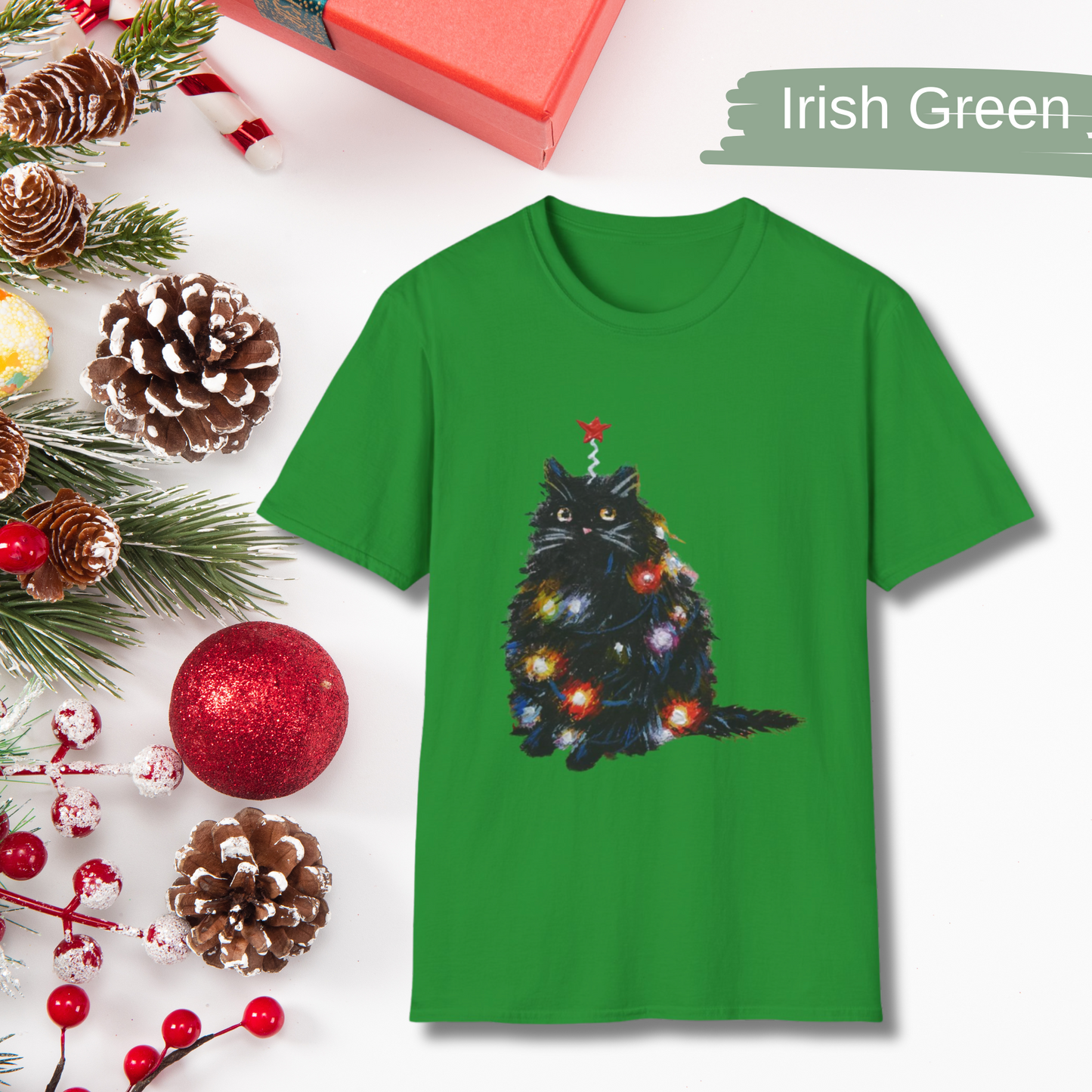 Cute Cat Christmas Shirt, Cat Mom Christmas Gift, Womens Holiday Shirt, Funny Christmas Cat Shirt, Cat Lover Christmas Gift