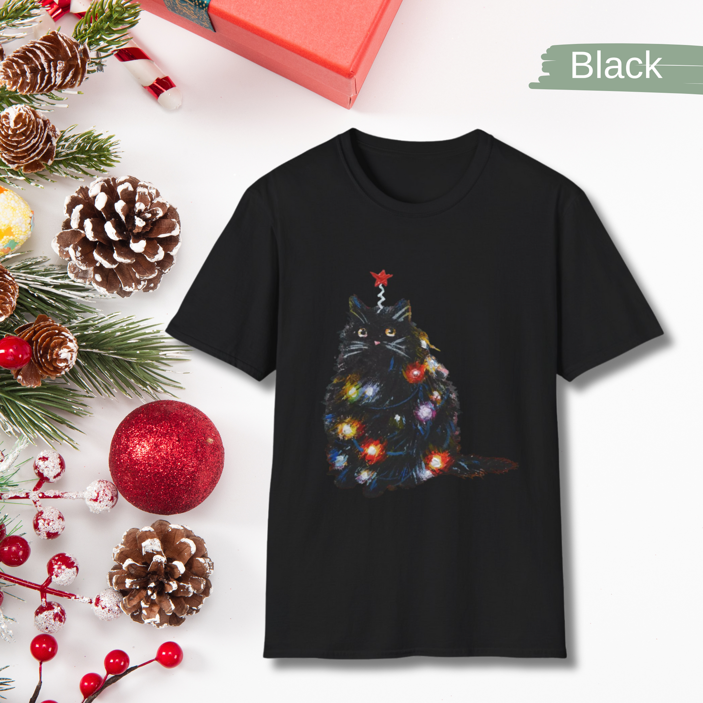 Cute Cat Christmas Shirt, Cat Mom Christmas Gift, Womens Holiday Shirt, Funny Christmas Cat Shirt, Cat Lover Christmas Gift