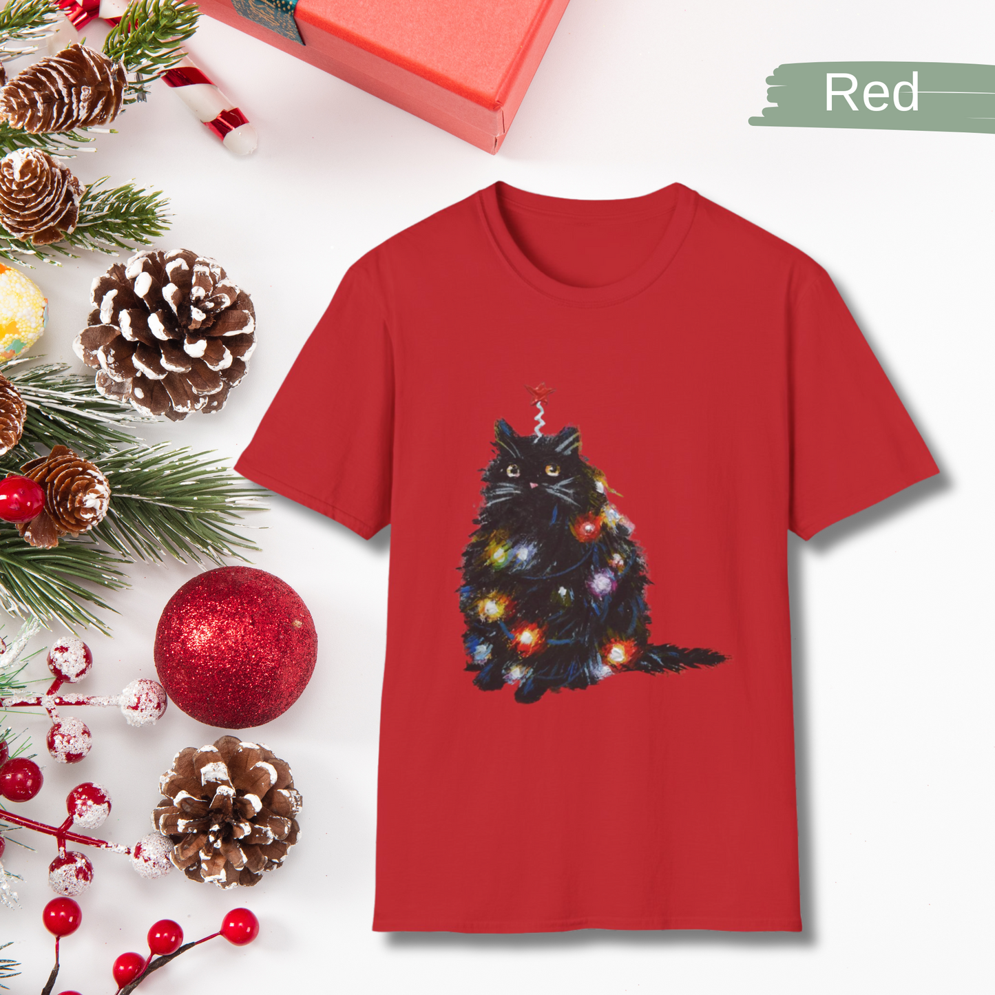 Cute Cat Christmas Shirt, Cat Mom Christmas Gift, Womens Holiday Shirt, Funny Christmas Cat Shirt, Cat Lover Christmas Gift
