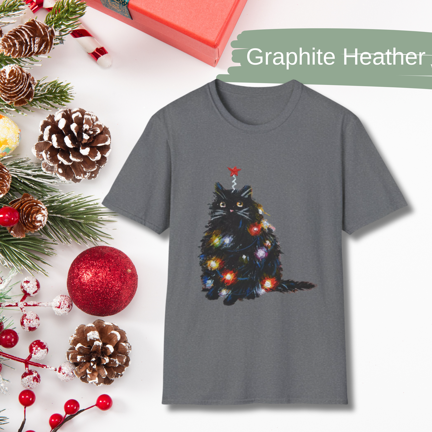 Cute Cat Christmas Shirt, Cat Mom Christmas Gift, Womens Holiday Shirt, Funny Christmas Cat Shirt, Cat Lover Christmas Gift