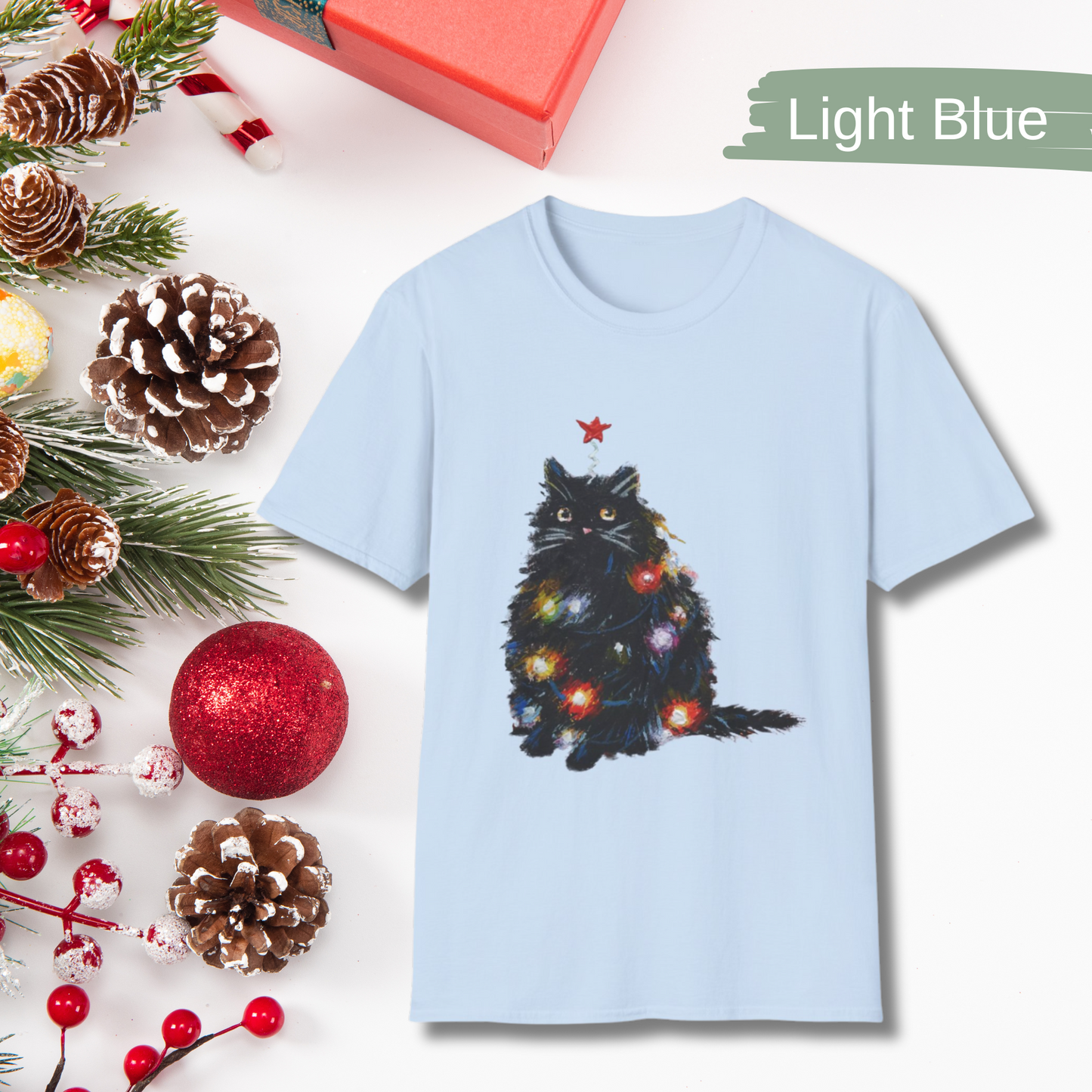 Cute Cat Christmas Shirt, Cat Mom Christmas Gift, Womens Holiday Shirt, Funny Christmas Cat Shirt, Cat Lover Christmas Gift