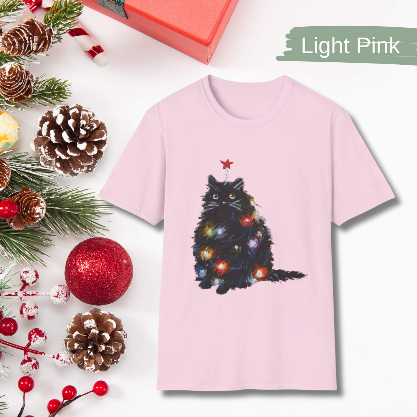 Cute Cat Christmas Shirt, Cat Mom Christmas Gift, Womens Holiday Shirt, Funny Christmas Cat Shirt, Cat Lover Christmas Gift