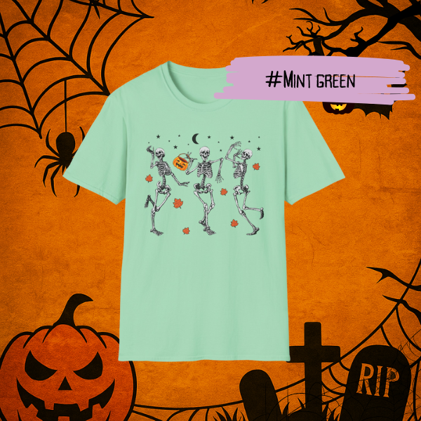 Cute dancing skeletons Halloween shirt, girly spooky season gift idea