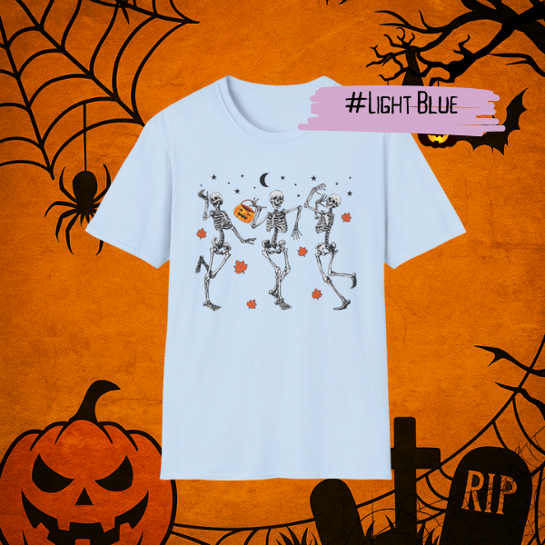 Cute dancing skeletons Halloween shirt, girly spooky season gift idea